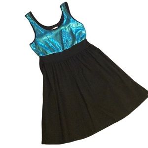 Candies blue sequin black skirt fit & flare dress